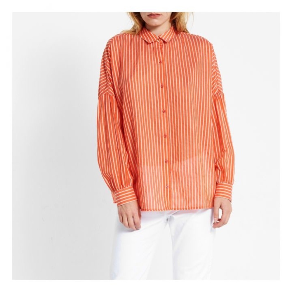▫️Sessun▫️Paraiso Coral Striped Cotton Shirt - Picture 2 of 7